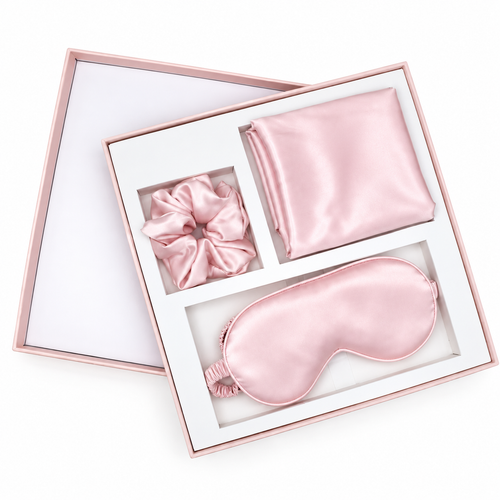 NANILUX Satin Travel Set – Pillowcase, Sleep Mask & Scrunchie