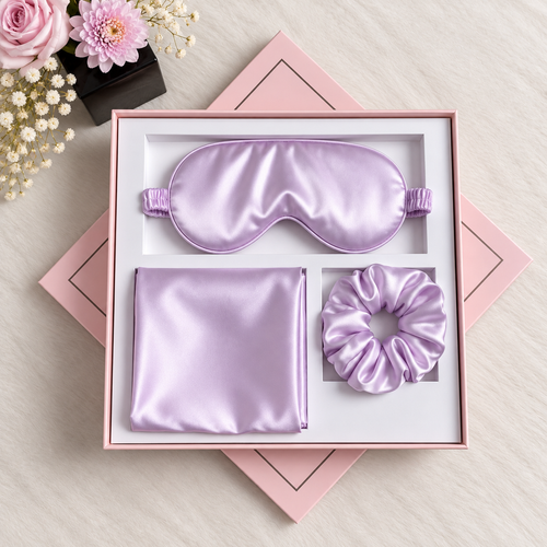 NANILUX Satin Travel Set – Pillowcase, Sleep Mask & Scrunchie