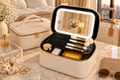 NANILUX LED Travel Makeup Organizer Bag with Rechargeable Mirror & Removable Center Divider